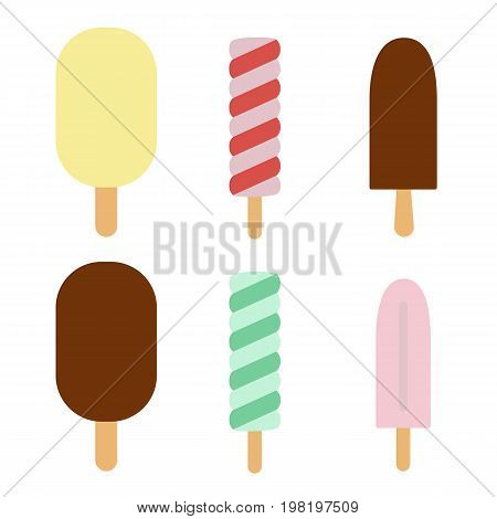 Set of vector illustrations of ice lolly different colors isolated on white background
