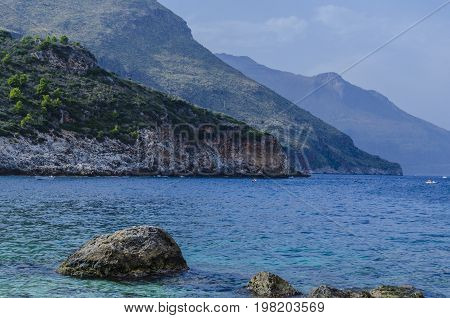 The mountains fall abruptly at the height of the reserve of the zingaro sicily