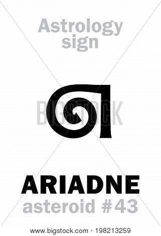 Astrology Alphabet: ARIADNE, asteroid #43. Hieroglyphics character sign (single symbol).