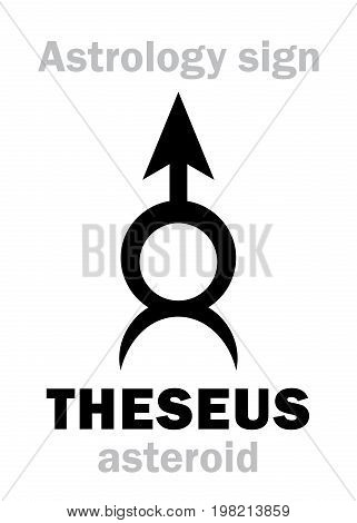 Astrology Alphabet: THESEUS, asteroid. Hieroglyphics character sign (single symbol).