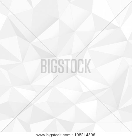 White triangle surface, seamless pattern. Simple whitel Design texture. White Low Poly Pattern Background
