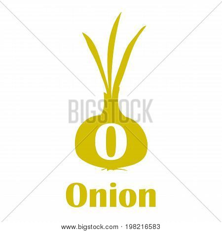 Kids alphabet in flat style. O - Onion. Vector illustration for print, cards and creaive design