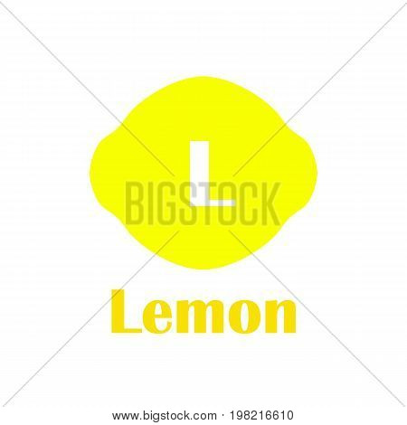 Kids alphabet in flat style. L - Lemon. Vector illustration for print, cards and creaive design
