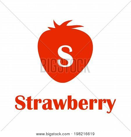 Kids alphabet in flat style. S - Strawberry. Vector illustration for print, cards and creaive design