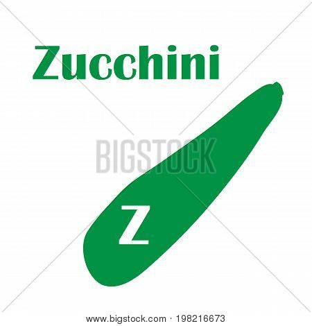 Kids alphabet in flat style. Z - Zucchini. Vector illustration for print, cards and creaive design