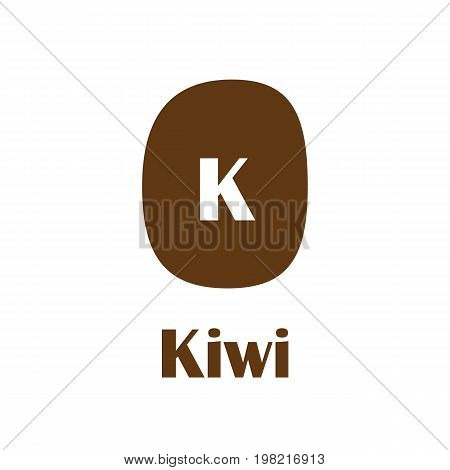Kids alphabet in flat style. K - Kiwi. Vector illustration for print, cards and creaive design