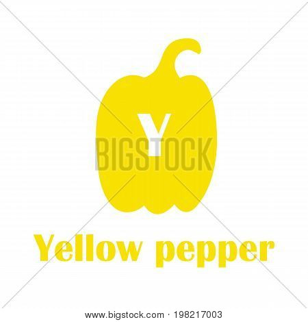 Kids alphabet in flat style. Y - Yellow pepper. Vector illustration for print, cards and creaive design