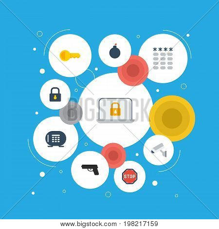 Flat Icons Road Sign, Clue, Safe And Other Vector Elements