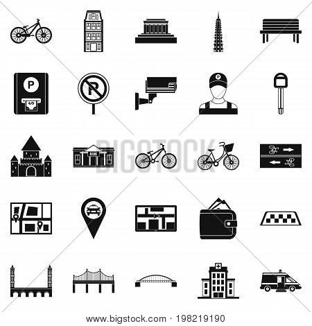 Getting around the city icons set. Simple set of 25 getting around the city vector icons for web isolated on white background