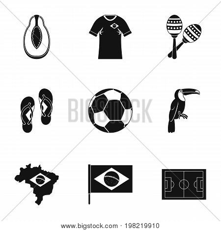Brazilia icon set. Simple style set of 9 brazilan symbols vector icons for web isolated on white background