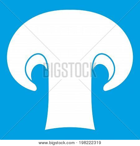 Champignon mushroom icon white isolated on blue background vector illustration