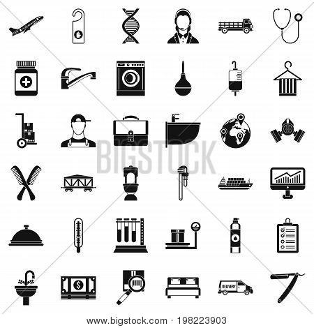 Craft tool icons set. Simple style of 36 carft tool vector icons for web isolated on white background