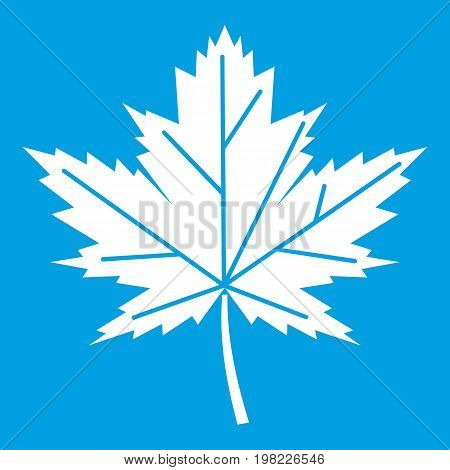 Maple leaf icon white isolated on blue background vector illustration