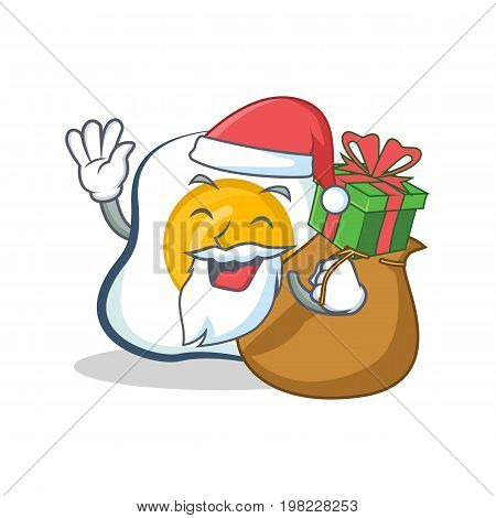Santa fried egg character cartoon with gift vector art