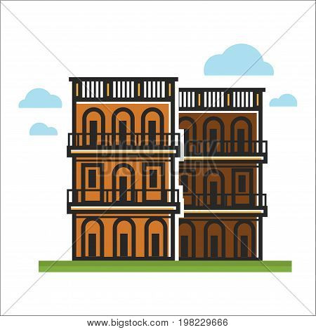 Vector illustration of modern residential houses with balconies.