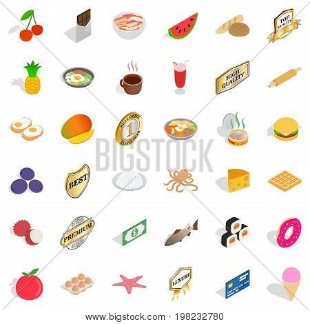 Sweet foodicons set. Isometric style of 36 sweet food vector icons for web isolated on white background