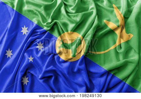 Ruffled waving Christmas Island flag national flag