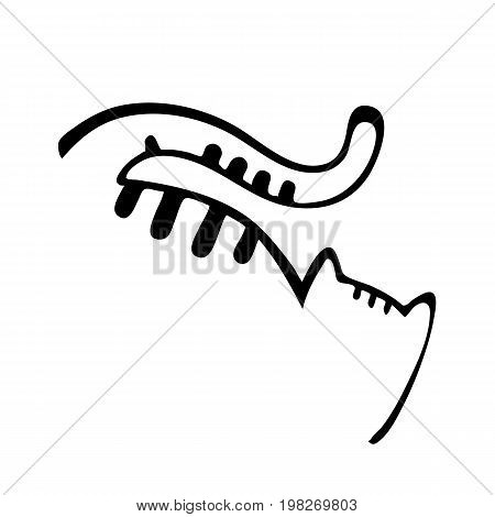 Meow poster. Hand drawn cat in black and white illustration
