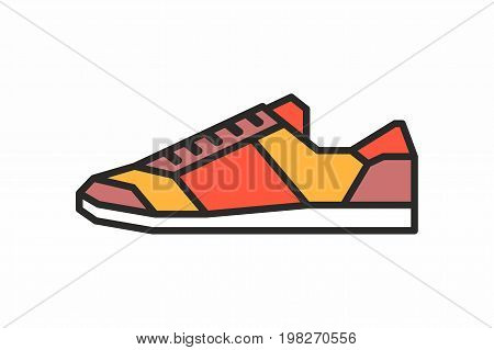 Sneakers line icon on white background. Vector illustration.