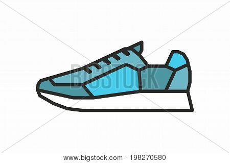 Sneakers line icon on white background. Vector illustration.