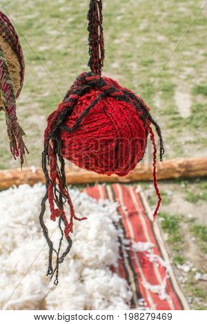 Set Or Rolls Of Colotful String In The View