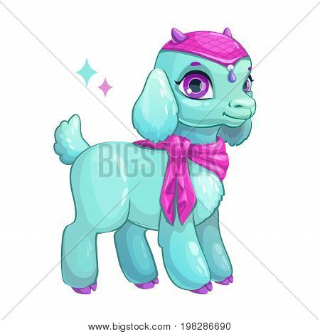 Cute cartoon little goat princess. Vector childish illustration.