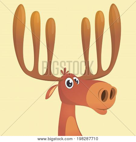 Cool carton moose. Vector illustration isolated. Poster design of sticker