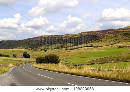 A country road through the Peak District National Park in Derbyshire