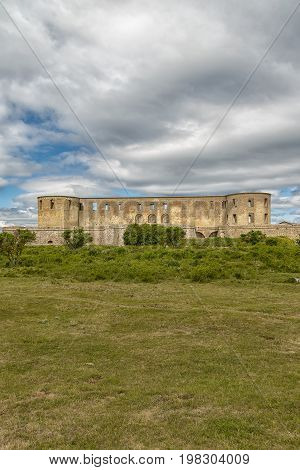 Borgholm Castle on Oland Sweden is today only a ruin of the fortress that was first built in the second half of the 13th century and rebuilt many times in later centuries