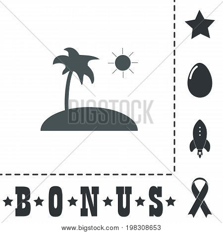 Island and palm. Simple flat symbol icon on white background. Vector illustration pictogram and bonus icons