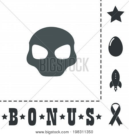 Alien Head. Simple flat symbol icon on white background. Vector illustration pictogram and bonus icons