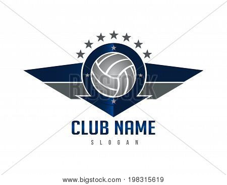 Volleyball wings shield logo on white background