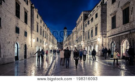 Dubrovnik Coratia - May 2014: Old town at night Dubrovnik Croatia