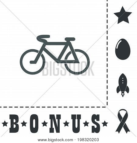 Mountain bike. Simple flat symbol icon on white background. Vector illustration pictogram and bonus icons