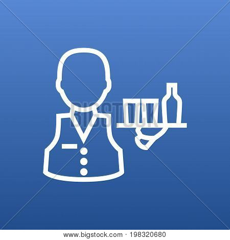 Vector Servant  Element In Trendy Style.  Isolated Waiter Outline Symbol On Clean Background.