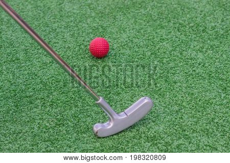 Red Golf Ball On Golf Course 2