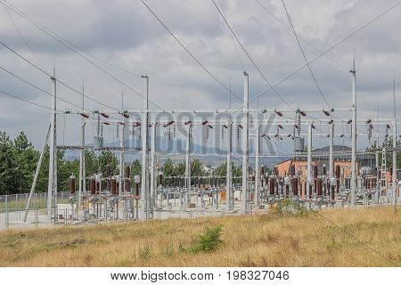 Power Substation With Circuit Switcher, Regulators, Reclosers And Control Building