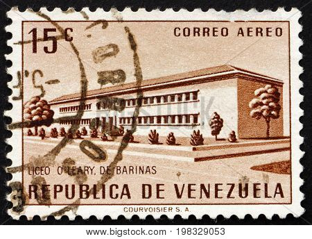 VENEZUELA - CIRCA 1957: a stamp printed in the Venezuela shows O'Leary School Barinas circa 1957