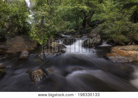 Beautiful waterfalls in national park in Thailand. Khlong Lan Waterfall Kamphaengphet Province