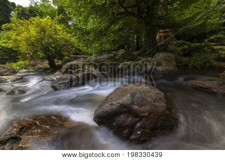Beautiful waterfalls in national park in Thailand. Khlong Lan Waterfall Kamphaengphet Province