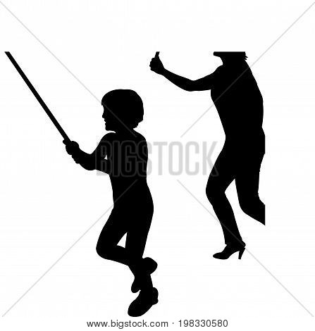 a woman and a achild, silhouette vector