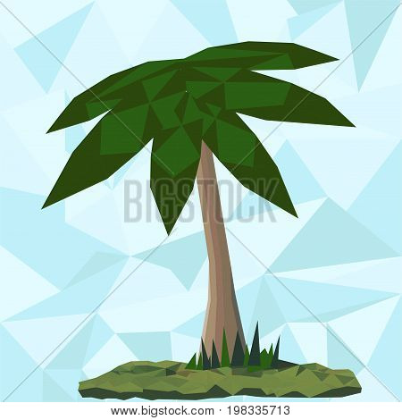 Polygonal green palms. Vector graphic. Poly backround