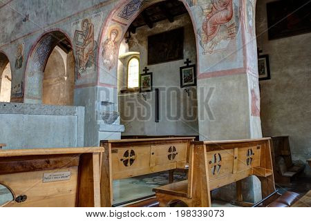 MUGGIA, ITALY - MAY, 14: Interior of the Basilica of Santa Maria Assunta in the old town of Muggia on May 14, 2017