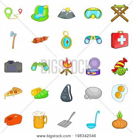 Campsite icons set. Cartoon set of 25 campsite vector icons for web isolated on white background