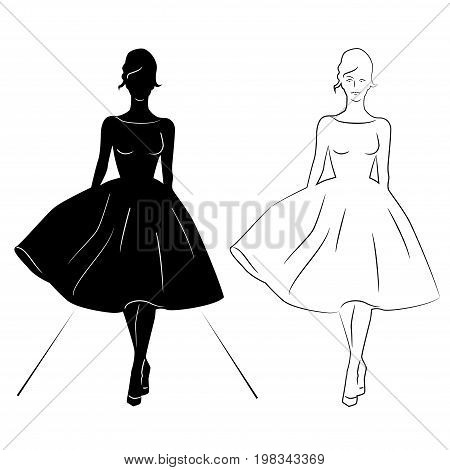 Set of Elegant Women silhouettes on the runway