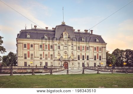 Castle in Pszczyna town in Poland. Beautiful antique neo baroque castle.