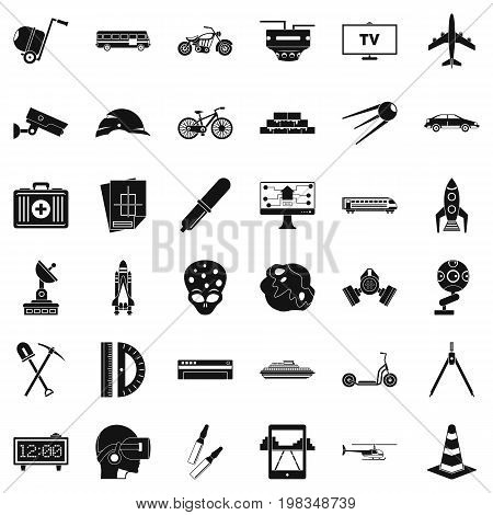 Development in progress icons set. Simple style of 36 development in progress vector icons for web isolated on white background