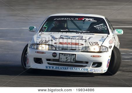 IRWINDALE, CA. - OCTOBER 16: Dean Kearney competes at Toyota Speedway during Formula Drift round 7 on October 16th 2009 at the Toyota Speedway in Irwindale.