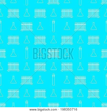 Chemistry seamless pattern with white line beakers. Vector illustration
