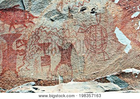 Ancient Paintings.Phatam National Park, Ubon Rachathani, Thailand.